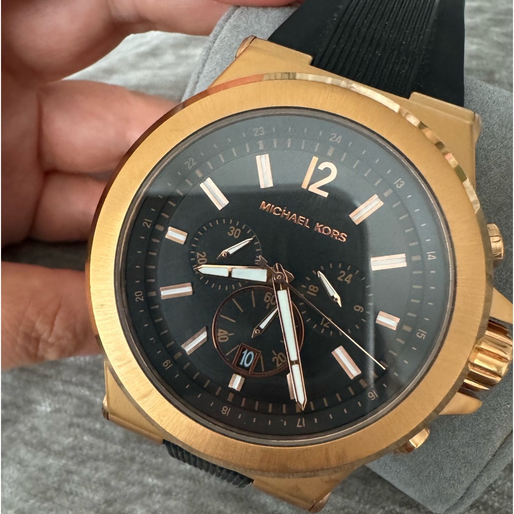 Men’s Michael Kors Bronze Stainless Steel & Black Rubber Band Watch